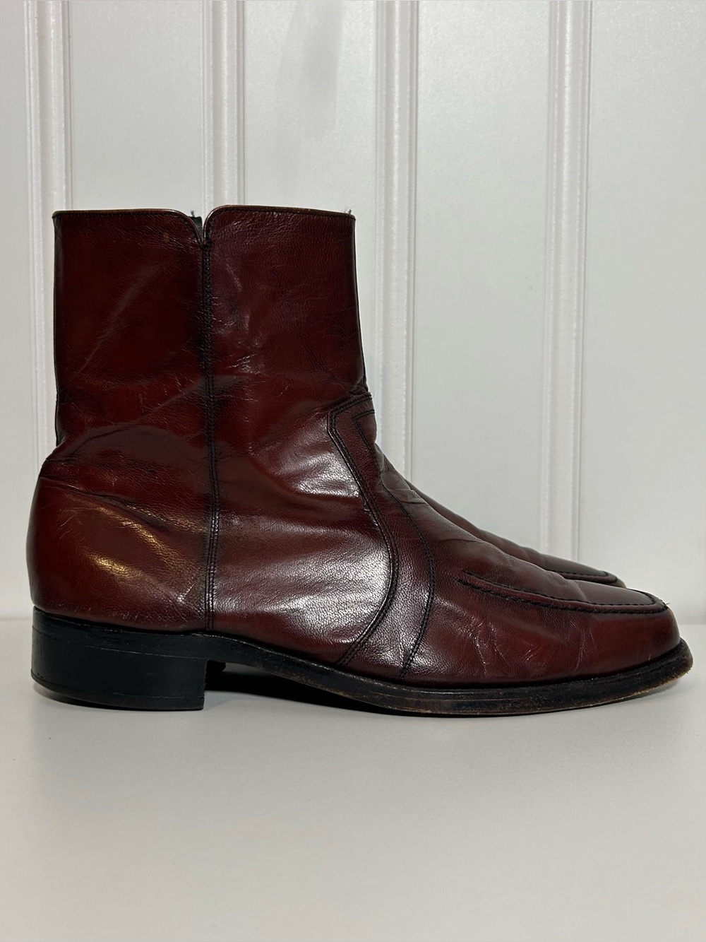 Florsheim Men's Burgundy Leather Ankle Boots with zipper